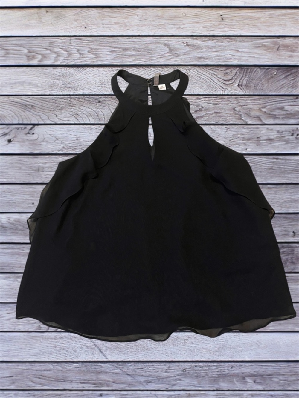 LC Lauren Conrad Black ruffled sleeveless Top medium